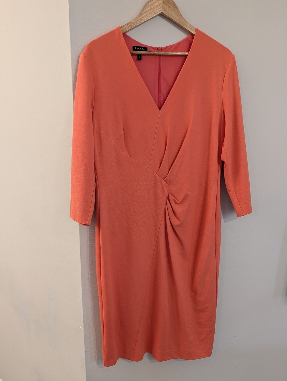 ESCADA Coral Knit Rouched Bodice Women's Dress Size 44EU or XL